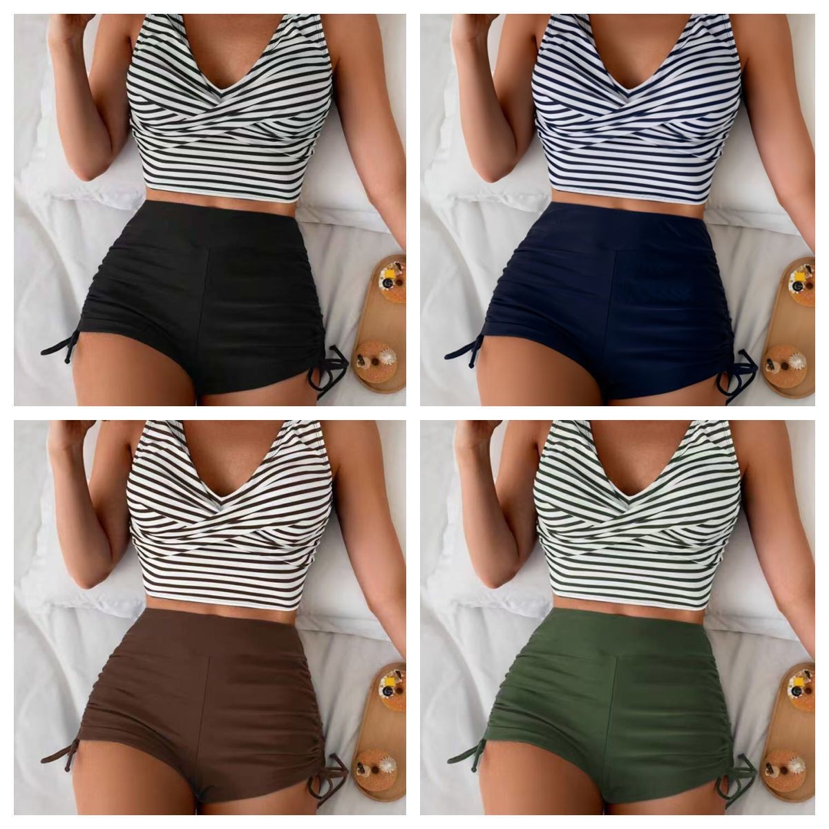 Shorts - Women Swimwear Bikini Crop Top High