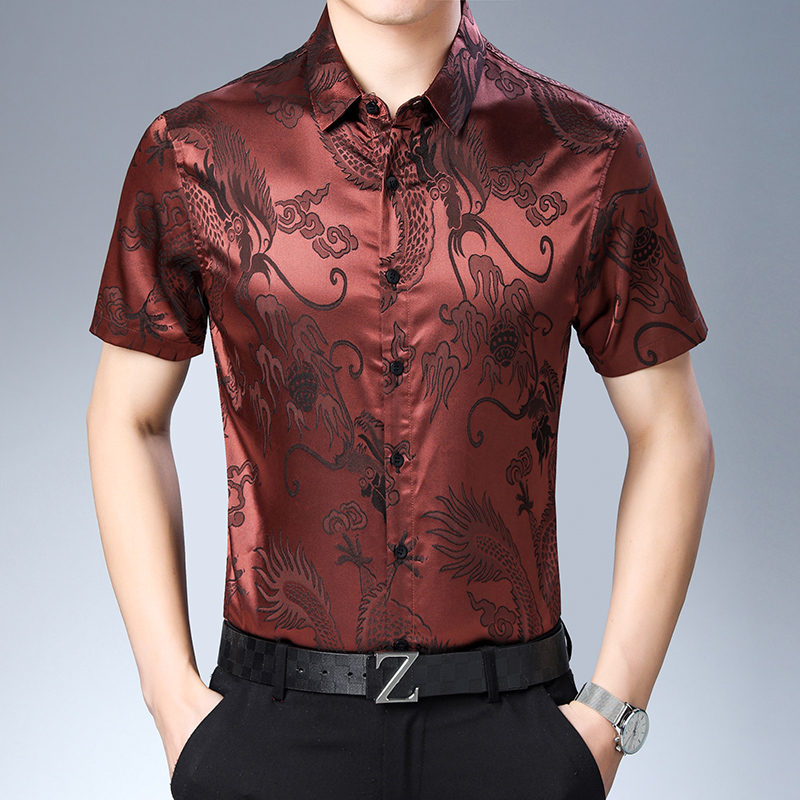 Áo Khoác Nam Họa Tiết Thời Tra - đánh giá và giá Mens Satin Silk Dress Shirt