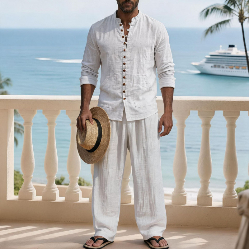 Vintage Men Linen Long Sleeve  - đánh giá và giá Mens Linen Shirt Long Sleeve
