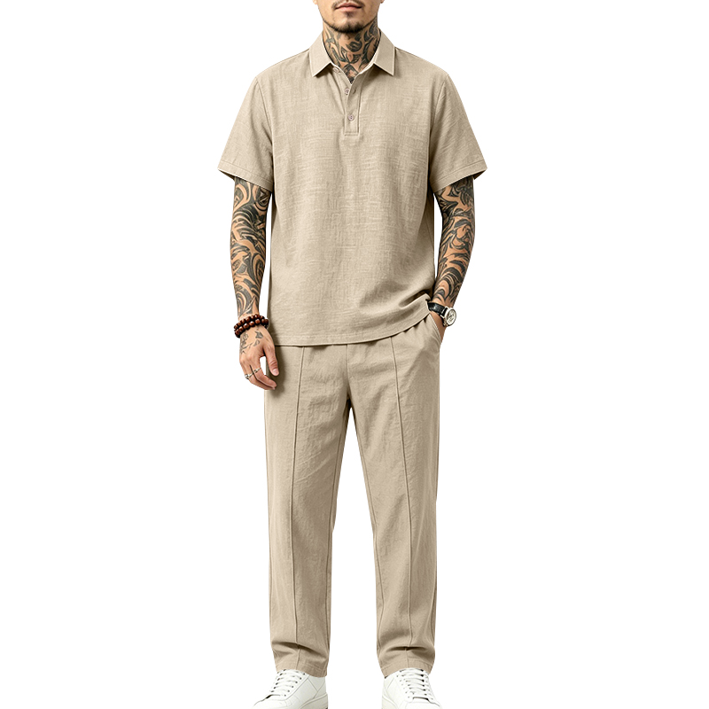 Men's 2 Piece Polo Set Short S - đánh giá và giá Mens Linen Shirt Long Sleeve